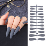 24Pcs Matte Long Ballerina False Nails Tips Colorful Coffin Full Cover Fake Nails With Glue Nail Art Decor Manicure Extension