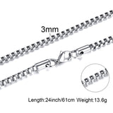 Box Chains Necklaces Delicate Square Links Stainless Steel Chains 2mm 4.5mm Necklace For Men Women 18 To 24 Inch