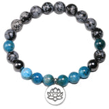 8mm Natural Snowflake Obsidian Stone Beads and Apatite 108 Japamala Necklace For Women Men Bracelets Sets Meditation Jewelry