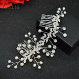 A33 Pearl Wedding Comb Head Jewelry Bride Hair Clips Floral Headpiece Crystal Women Tiaras Rhinestone Bridal Hair Accessories