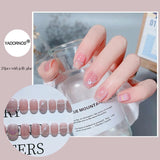 Mtcytea 24pcs Press On Nails Set Pink Ballet Nails Long Paragraph Fake Nail White Floral Finished Nail  Tips For Nails Free Shipping