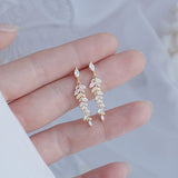 Charm 18k Real Gold Leaves Earrings for Women Exquisite Tiny Zirconia Stud Earring Elegant Korean Crystal Wedding Ringen Pendant