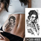 Waterproof Temporary Tattoo Sticker Black Dragon Snake Peony Rose Totem Flash Tatto Women Men Dark Sexy Waist Arm Fake Tattoos