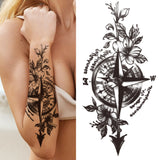 Mtcytea Death Skull Flower Temporary Tattoo For Women Girls Snake Bird Peony Tattoo Sticker Black Fake Blossom Sexy Tatoo Transfer Adult