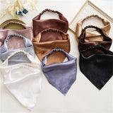 Women Solid Hair Scarf Scrunchies Vintage Triangle Bandana Hairband Headband Elastic Hair Bands Headwrap Hair Accessories