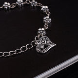 New Fashion Foot Chain Tibetan Silver Hollow Plum Daisy Flowers Heart-Shaped Anklet For Women