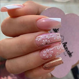 24Pcs/Set Manicure Wearable Ballerina Removable Coffin Nail With Glue Fake Nails Finished Women Girls False Nails Art Decoration