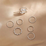 5pcs Korean Simple Design Wavy Ring Set For Women Personality Temperament Mini Pearl Elegant Lovely Circle Ring Gold Color