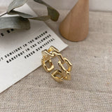 Foxanry Gold Color Finger Rings INS Fashion France Gold Plated Creative Geometric Elegant Party Jewelry Gifts for Women