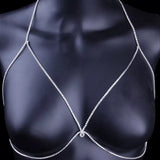 Water Drop Crystal Chest Chain Bra Jewelry For Women Bikini Sexy Fashion Rhinestone Body Chain Bra Harness Lingerie Festival