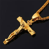 Mtcytea   Paragraph Fashion Necklace Cross Pendant Necklace Jesus Men's Stainless Steel Chains Christian Jewelry Gifts