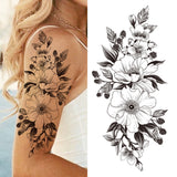 Mtcytea Death Skull Flower Temporary Tattoo For Women Girls Snake Bird Peony Tattoo Sticker Black Fake Blossom Sexy Tatoo Transfer Adult