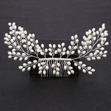 Silver Color Pearl Crystal Wedding Hair Combs Hair Accessories for Bridal Flower Headpiece Women Bride Hair ornaments Jewelry