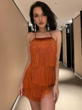 Mtcytea Yissang Tassel Summer Dresses Female Halter Backless Casual Club Mini Dress Sexy Fringe Bandage Bodycon Party Dress Vestidos