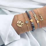 Boho Geometric Bracelet & Bangle Sets For Women Vintage Star Map Hand Heart charm Beads Chains Fashion Jewelry Accessories