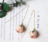 Mtcytea Women Natural Dried Flower Earrings Imitation Colors Rose Drop Earring Party Real Dry Flower Jewelry