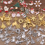 Random 20Pcs 10- 40 Style Alloy Metal Christmas Drop Oil Charms Gold Color Pendant For DIY Bracelet Necklace Jewelry Making