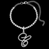 Fashion Cursive A-Z Initial Letters Zircon Anklets Bracelet For Women Bling Crystal Tennis Chain Anklet Beach Sandals Jewelry