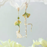 Trendy Asymmetric Dangle Earrings For Women Shiny Crystal Flower Butterfly Long Tassel Cute Cat Earring Sweet Jewelry