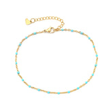 Enamel Anklet Stainless Steel Gold Color 23cm(9") long For Birthday Party And New Year Gifts , 1 Piece