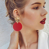 Mtcytea Fashion Earrings For Women Metal Single Drop Dangle Earrings Vintage Statement Round Geometric Earring Fashion Jewelry