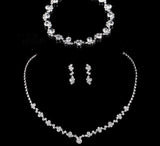 Fashion Crystal Bridal Jewelry Sets Silver Color Geometric Choker Necklace Earrings Bracelet Wedding Jewelry Sets