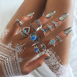 Mtcytea 13pcs/Set Boho Midi Knuckle Female Rings Set For Women crystal Heart Lotus Tortoise Finger Ring Party Wedding Jewelry Gift