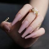 nude Super long ballet fake nails 20pcs full sets high quality salon coffin false nails