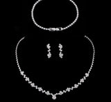 Fashion Crystal Bridal Jewelry Sets Silver Color Geometric Choker Necklace Earrings Bracelet Wedding Jewelry Sets