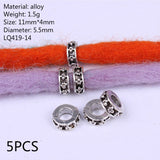 Mtcytea 5 Pcs Retro Silver Metal Hair Braid Dread Dreadlock Beard Beads Rings Tube Appro 6mm Inner Hole Jewelry 40 Style