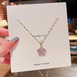 Fashion Luxury Crystal Flowers Pendant Stainless Steel Necklace for Women Zirconia Choker Necklaces Female Jewelry Gifts