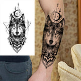 Black Forest Tattoo Sticker For Men Women Children Tiger Wolf Death Skull Temporary Tattoo Fake Henna Skeleton King Animal Tatoo