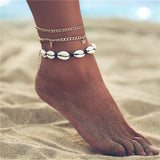 Mtcytea Boho Ocean Beach Adjustable String Macrame Mussel Sea Shell Cowrie Ankle Bracelet White Beads Turtle Anklets for Women