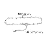 304 Stainless Steel Anklet Silver Color Heart  For Women  Fashion Summer Beach Foot Jewelry21.8cm(8 5/8") long, 1 Piece