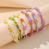 Mtcytea New Korean Cute Flowers Daisy Bracelets Transparent Colorful Beaded Handmade Elastic Wristband for Women Jewelry Dropshipping