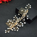 A33 Pearl Wedding Comb Head Jewelry Bride Hair Clips Floral Headpiece Crystal Women Tiaras Rhinestone Bridal Hair Accessories