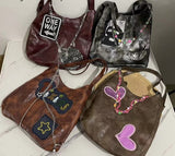 Spice Girl Y2K Harajuku Women Punk Destruction Single Shoulder Bag Design Large Capacity Tote Handbag Cool Design Retro