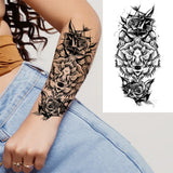 Black Forest Tattoo Sticker For Men Women Children Tiger Wolf Death Skull Temporary Tattoo Fake Henna Skeleton King Animal Tatoo