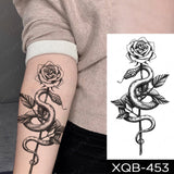 Waterproof Temporary Tattoo Sticker Black Dragon Snake Peony Rose Totem Flash Tatto Women Men Dark Sexy Waist Arm Fake Tattoos