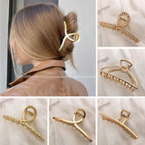 Fashion Gold Silver Hollow Geometric Hair Clips Metal Hair Claw Cross Hairclip Headband Hairpin Hair Crab Women Hair Accessories