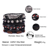 Men Bracelets Vintage Multilayer Leather Braid Bracelets Bangles Star Leaf Owl Handmade Rope Wrap Bracelets Male Gift Jewlery