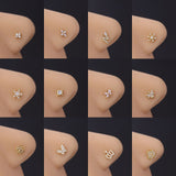 Mtcytea 1pc Surgical Steel New Nose Ring L Shape Micro-set Zircon Nose Piercing  Nose Stud Piercing Nariz Lote Prong Nose body Jewelry