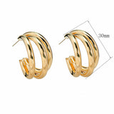 New Gold Silver Color Hoop Earrings for Women Korean Fashion Three-layer Hoops Big Thick Round Earrings Piercing Jewelry Gifts