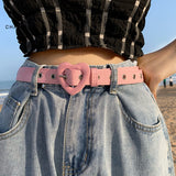 Heart Denim Belt For Women Love Buckle New All-Match Jeans Belts Ladies Pink Fabric Strap Female Personality Dress Waistband 374