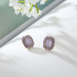 Personality contracted French delicate pink purple stud earrings metal ube violet retro contracted small geometric earrings