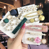 Pearl Crystal Acrylic Hair Clips Set for Women Retro Geometric Barrettes Hairpin Girl Hair Accessories Fashion Jewelry