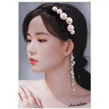 Woman Grace Earrings Tassels Hair Hoop Fashion Diamond Pearl Hair Bands Headband Jewelry Girl For Party Wedding Hair Accessories