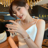 New Baroque Natural Pearl Pink Peach Pendant Bracelets For Woman Korean Fashion Jewelry Girl's Elegant and Sweet Charm Bracelet