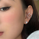 Punk Fairy Clip Earrings For Women Goth Irregular Flower Metal Ear Cuffs Unusual Design No Piercing Earrings Korean Fashion