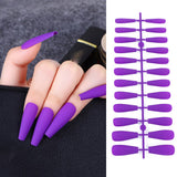 24Pcs Matte Long Ballerina False Nails Tips Colorful Coffin Full Cover Fake Nails With Glue Nail Art Decor Manicure Extension